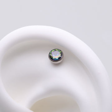 Detail View 1 of Implant Grade Titanium OneFit Threadless Bezel Set Sparkle Gem Top Part-Vitrail Medium